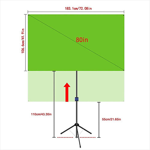 三脚吊り下げ型 80型 16:9 クロマキースクリーン グリーンバック 縦